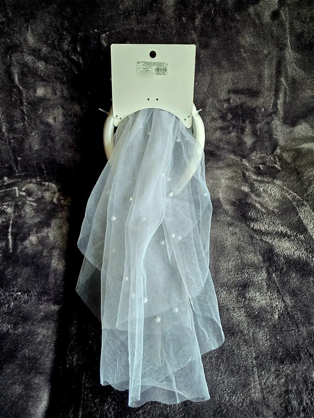 New Bride Veil Headband with Pearl-Embellished white Tulle